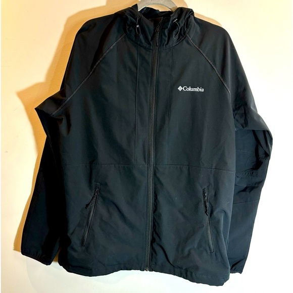 COLUMBIA Sz L Hooded Zip Up Mesh Lining Pockets Drawstring Wind Breaker Jacket - Picture 1 of 15